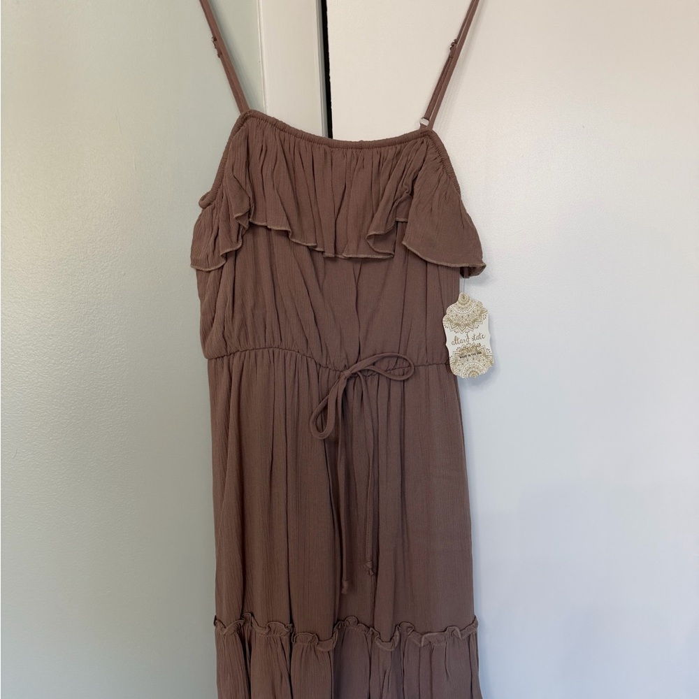 Altar'd State Brown Ruffle Dress